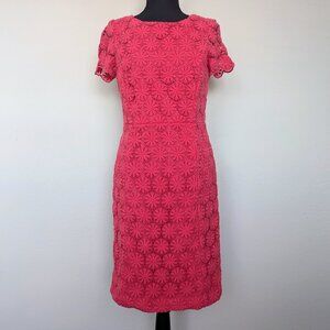 Talbots | Women's | 6P | Pink Coral Floral Lace Dress Back Zipper Internal Liner